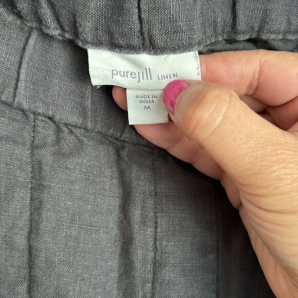 J. Jill Women Pure Jill 100% Linen gray charcoal pants or capri lightweight Med! - Picture 8 of 13